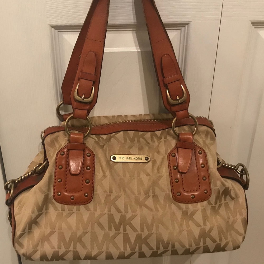 SOLD- Michael Kors Tan/Brown Medium-Size Purse